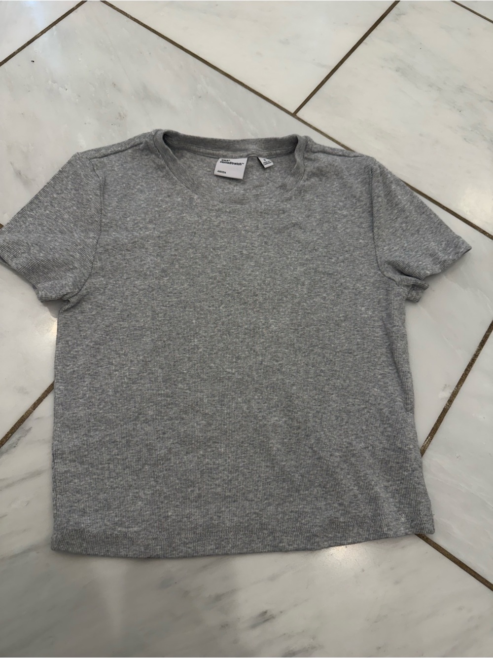 Aritzia Light Gray Heather Ribbed Crew Tee